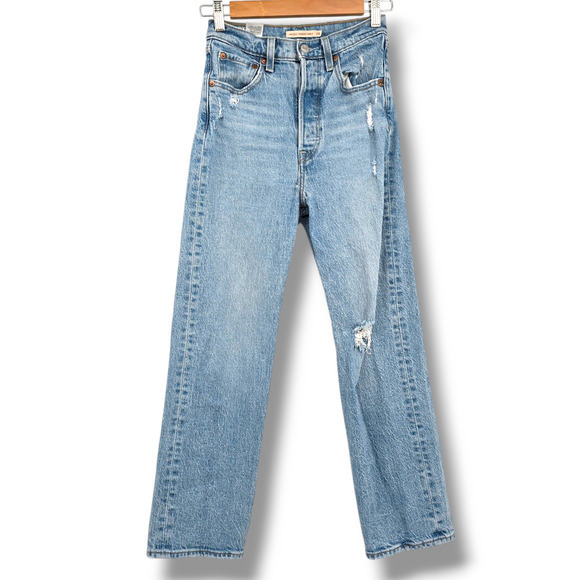 Levi's Women's Premium Ribcage Straight Leg Ankle Jeans Light‎ Wash Size 24 - Picture 1 of 14
